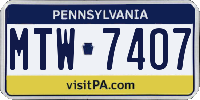 PA license plate MTW7407