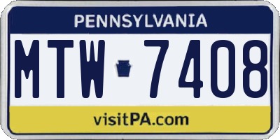 PA license plate MTW7408