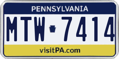 PA license plate MTW7414