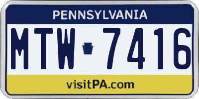PA license plate MTW7416