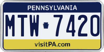 PA license plate MTW7420