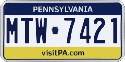 PA license plate MTW7421