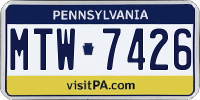 PA license plate MTW7426