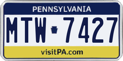 PA license plate MTW7427