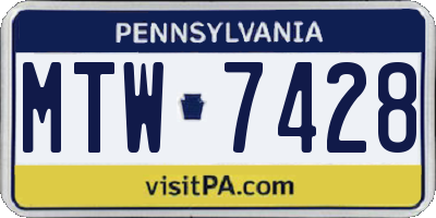 PA license plate MTW7428