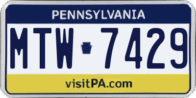PA license plate MTW7429
