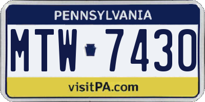 PA license plate MTW7430