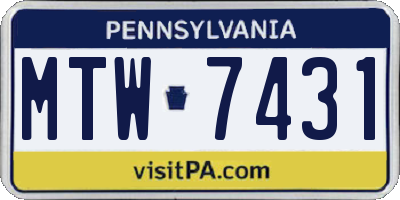 PA license plate MTW7431