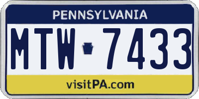 PA license plate MTW7433