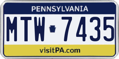 PA license plate MTW7435
