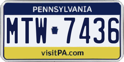 PA license plate MTW7436