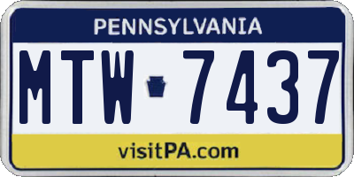 PA license plate MTW7437