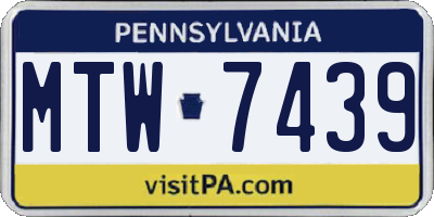PA license plate MTW7439