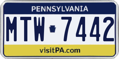 PA license plate MTW7442