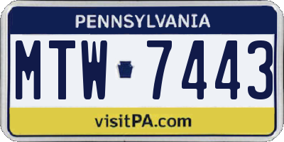 PA license plate MTW7443