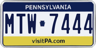 PA license plate MTW7444