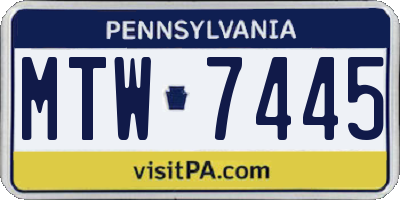PA license plate MTW7445