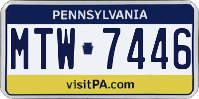 PA license plate MTW7446