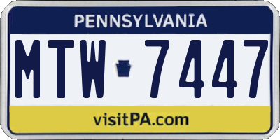 PA license plate MTW7447