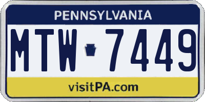 PA license plate MTW7449