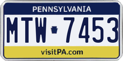 PA license plate MTW7453