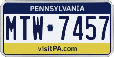 PA license plate MTW7457