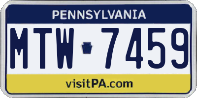 PA license plate MTW7459