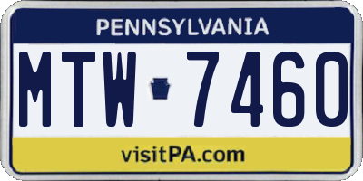 PA license plate MTW7460