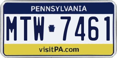 PA license plate MTW7461