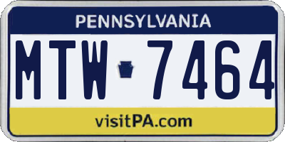 PA license plate MTW7464