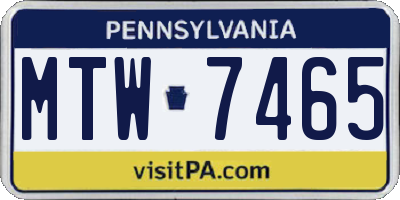 PA license plate MTW7465