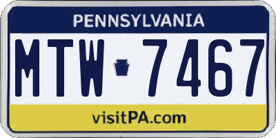 PA license plate MTW7467