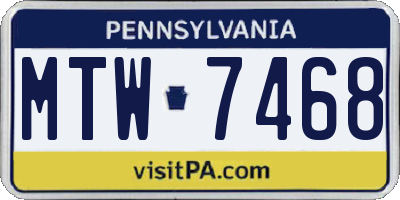 PA license plate MTW7468