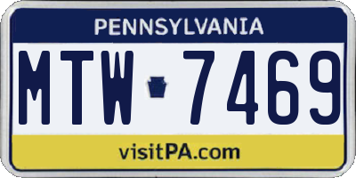 PA license plate MTW7469