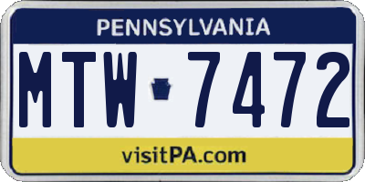 PA license plate MTW7472
