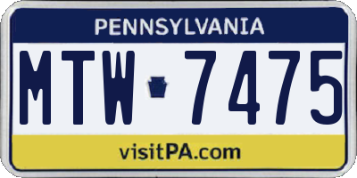 PA license plate MTW7475