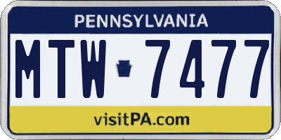PA license plate MTW7477