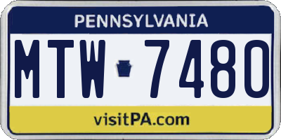 PA license plate MTW7480