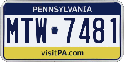 PA license plate MTW7481