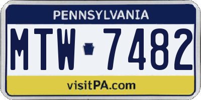 PA license plate MTW7482