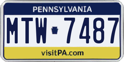 PA license plate MTW7487