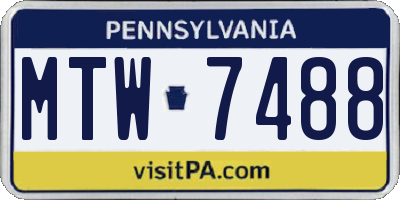 PA license plate MTW7488