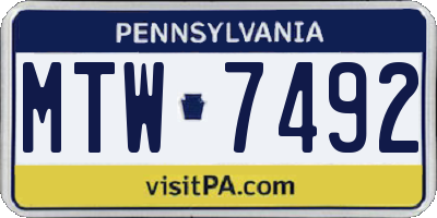 PA license plate MTW7492