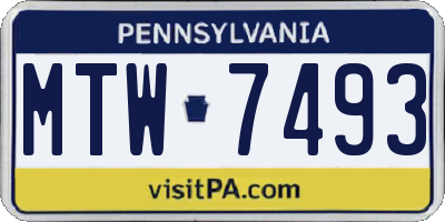 PA license plate MTW7493