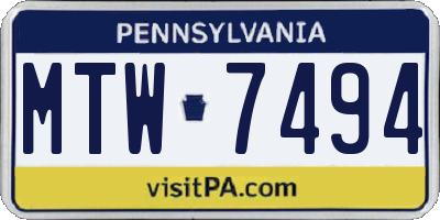 PA license plate MTW7494