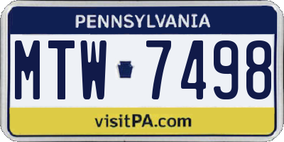PA license plate MTW7498