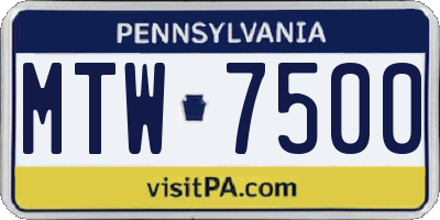 PA license plate MTW7500