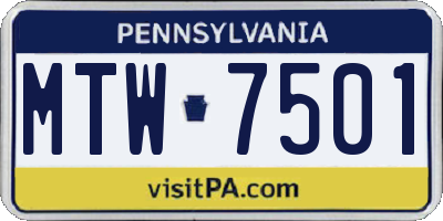 PA license plate MTW7501
