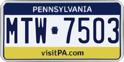 PA license plate MTW7503