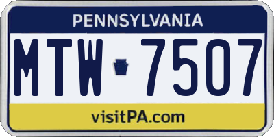 PA license plate MTW7507